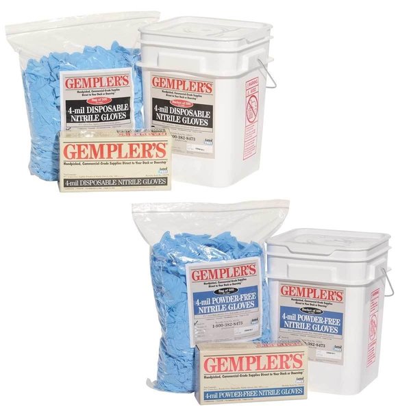 Gemplers 19825, Nitrile Disposable Gloves, 4 mil Palm, Nitrile, Powder-Free, L, 100 PK, Blue 198253-L